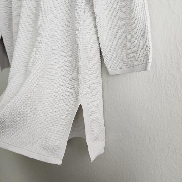 NWT Eileen Fisher Silk Organic Cotton Ribbed Mockneck Tunic Sweater - Bone - M - Picture 9 of 13